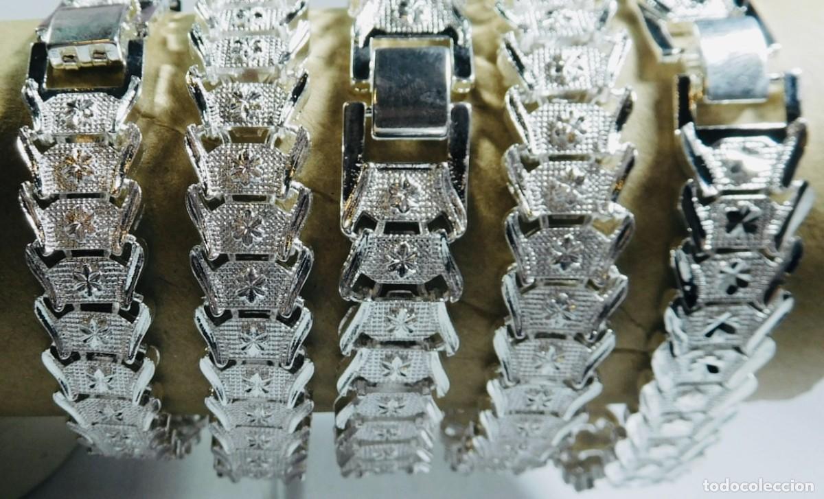 Joyeria: cinco pulseras de plata de ley 925, de eslabones articulados. precio por unidad