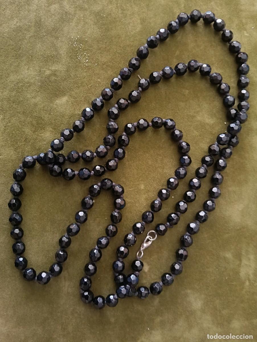 Joyeria: BONITO COLLAR DE CUENTAS FACETADAS POLIEDRICAS EN AZABACHE - DOBLE VUELTA 118 CM LARGO