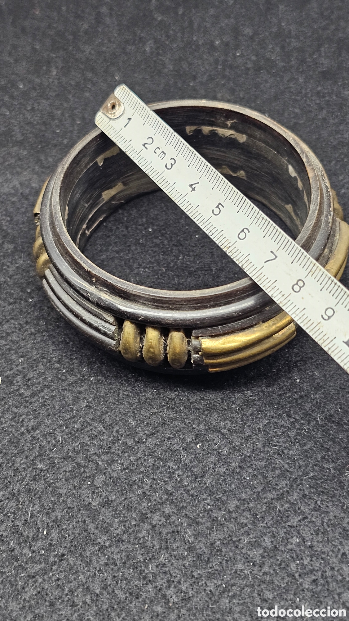 Joyeria: Antigua pulsera de cuerno y lat&oacute;n - Foto 7