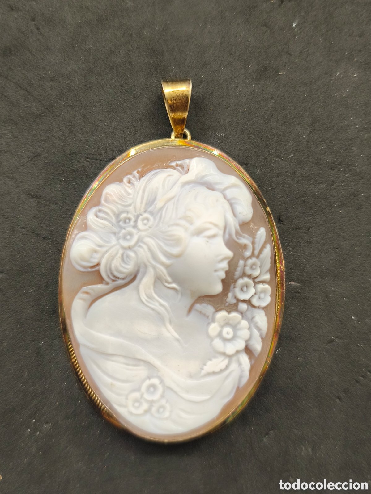 Joyeria: Antiguo colgante, camafeo plata 925, 6,5cm x 4cm