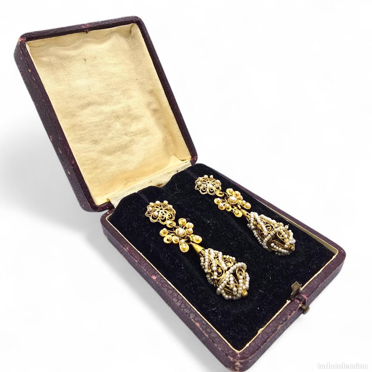 Joyeria: Espectacular Pareja de Pendientes Charros &rdquo;de Calabaza&rdquo; &ndash; Siglo XIX (9 cm)