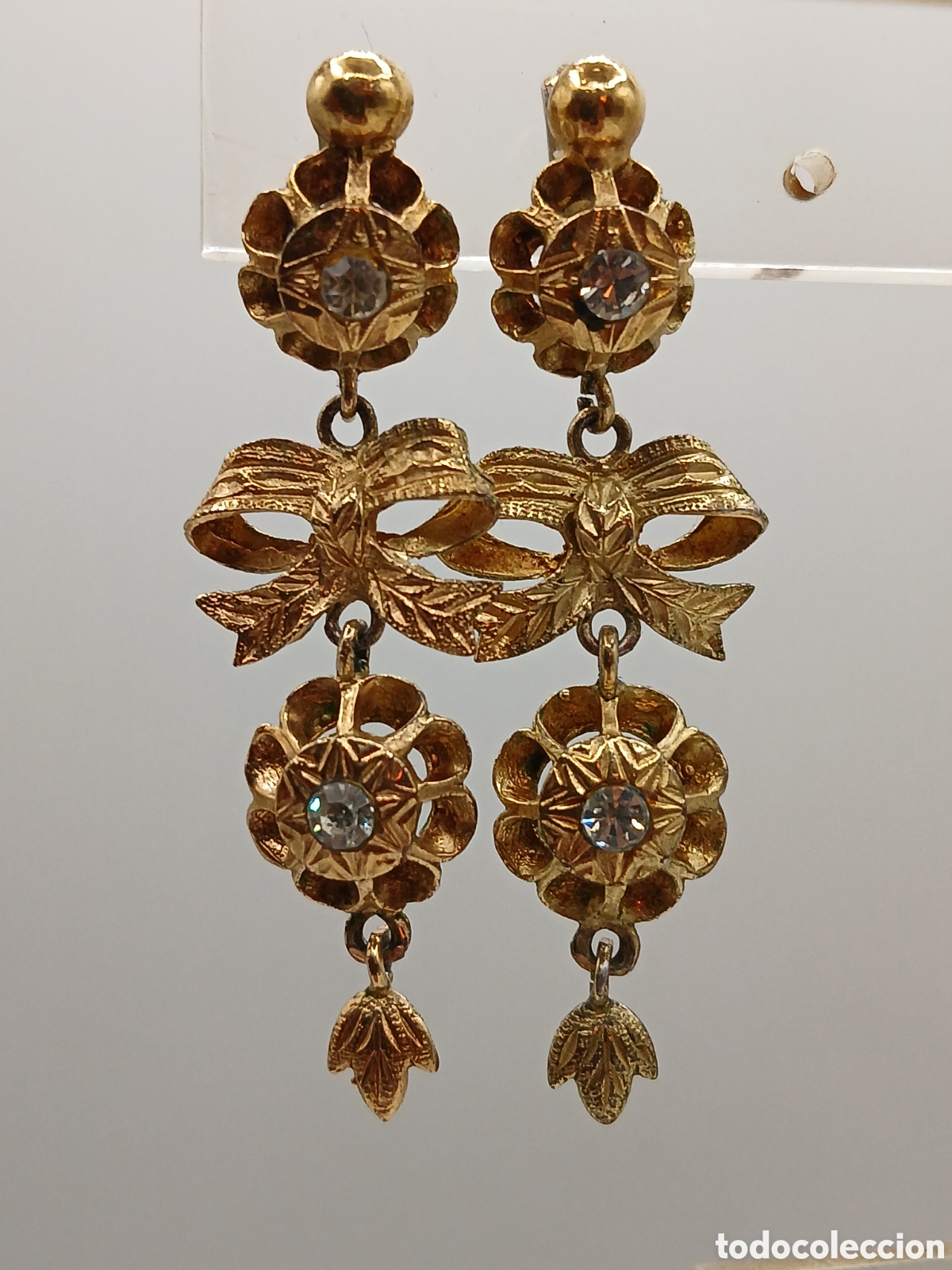 Joyeria: Pendientes articulados plata chapado oro 925mls