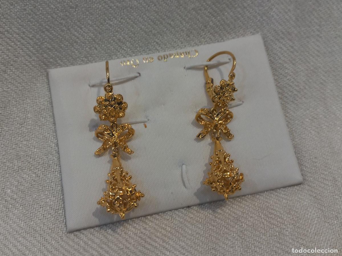 Joyeria: PENDIENTES &uml; CHARROS&uml; largos -lazo-bellota (chapado) 4,5cm