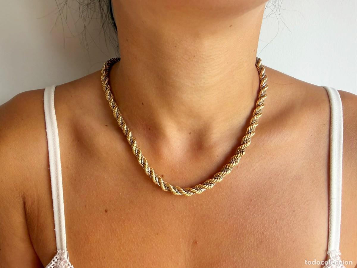 Joyeria: Collar Oro Amarillo y Blanco de 18 kt (750) - Dise&ntilde;o Cord&oacute;n Salom&oacute;nico 45 cm 36 gr.
