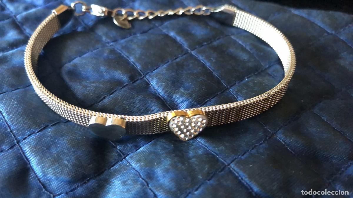 Joyeria: pulsera bisuteria acero con 2 corazones nueva actual