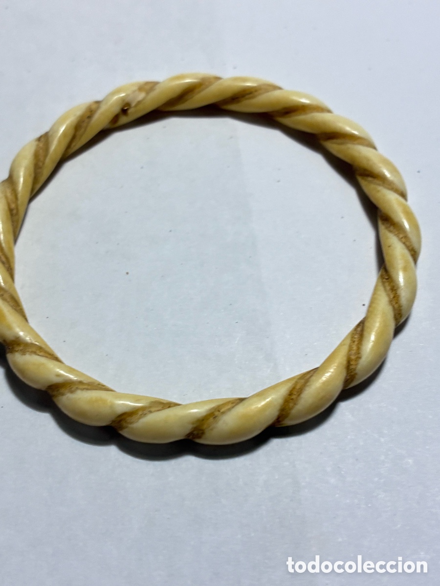Joyeria: Pulsera de hueso echa a mano antigua 1940