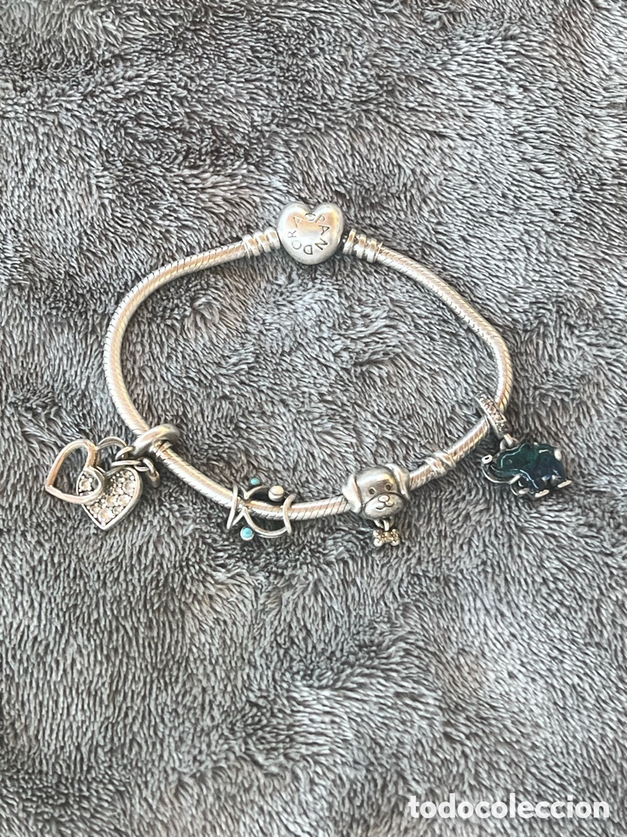 Joyeria: Pulsera Pandora Original Plata Cierre Coraz&oacute;n Con 4 Charms Usada