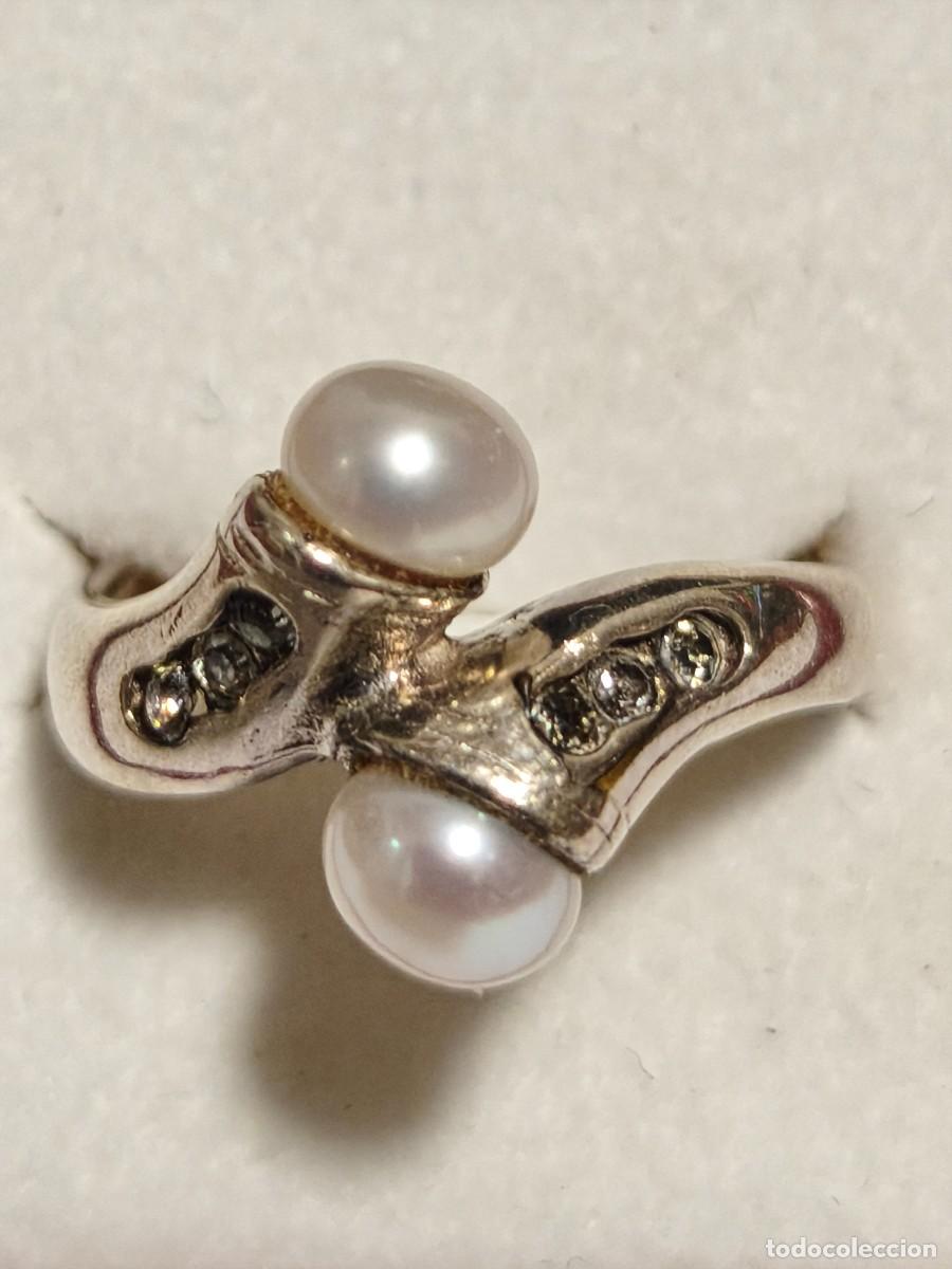 Joyeria: Anillo de plata de Ley 925 mm. con perlas (NUEVO) - Foto 1