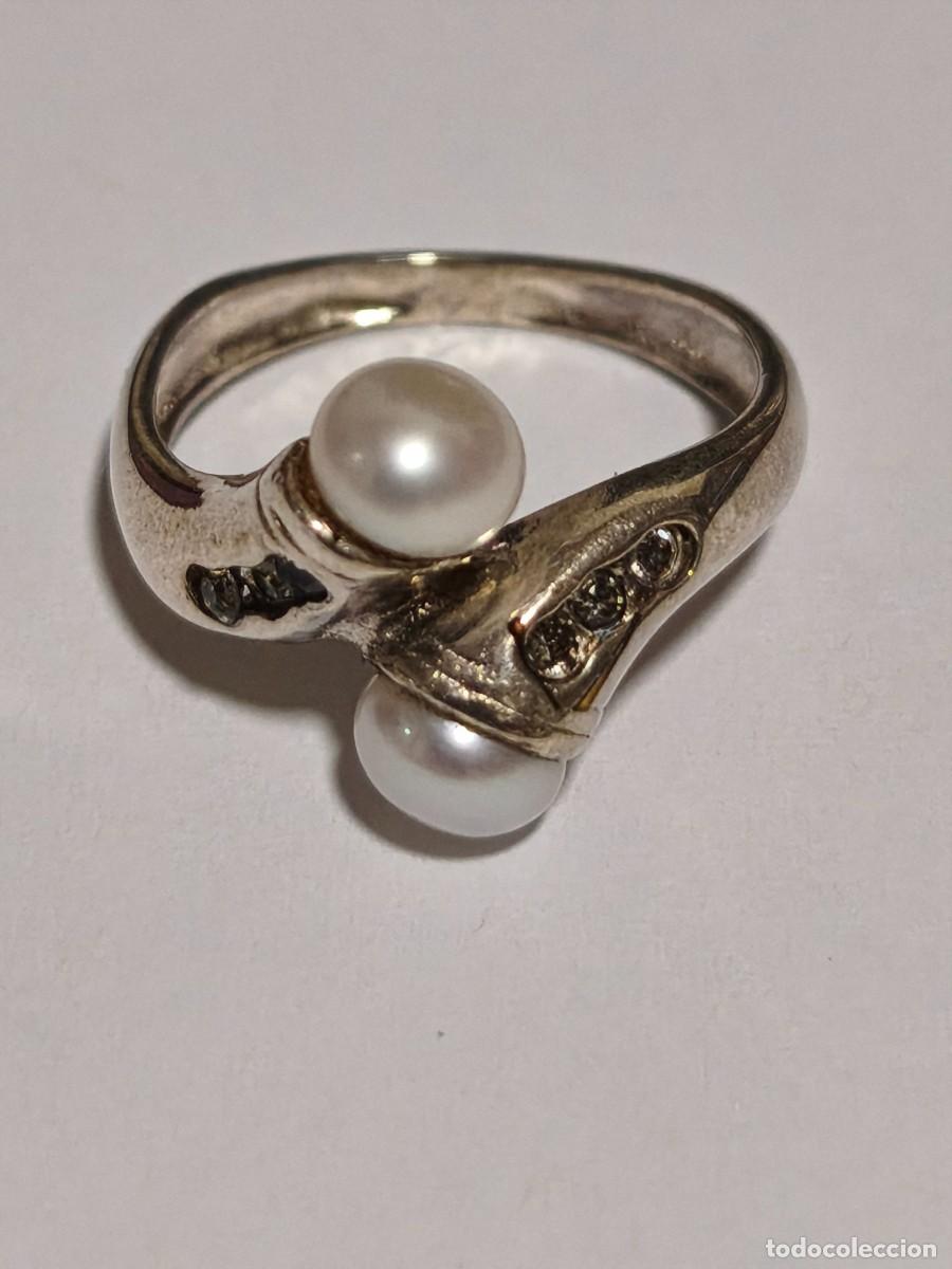 Joyeria: Anillo de plata de Ley 925 mm. con perlas (NUEVO) - Foto 2