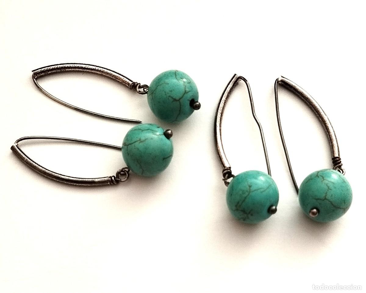 Joyeria: Pendientes Plata con turquesa Howelite, 2 pares - Foto 2
