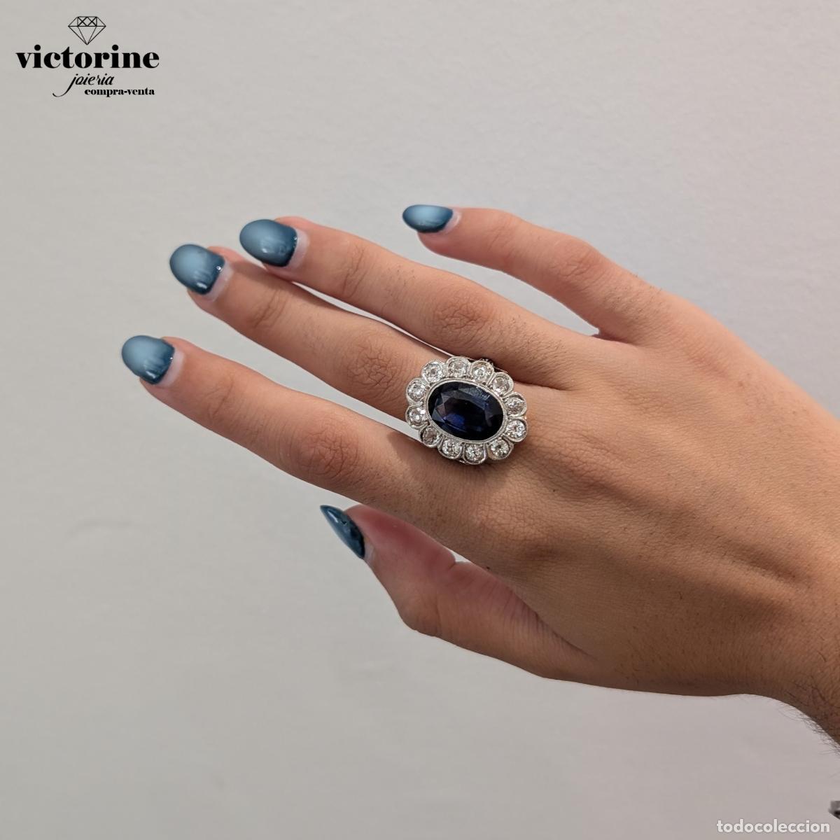 Joyeria: Anillo a&ntilde;os 1910, zafiro verneuil y diamantes