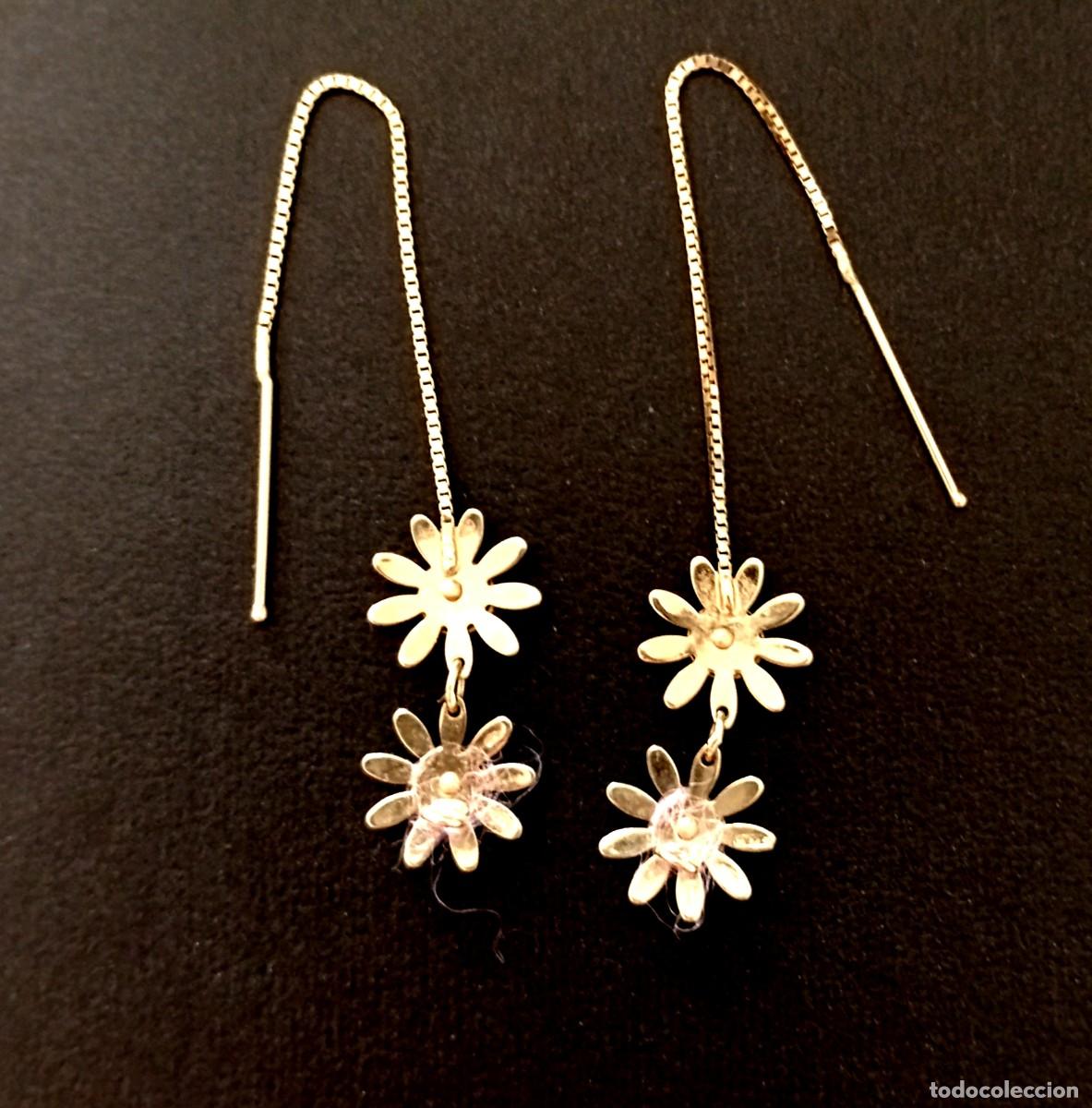 Joyeria: Pendientes oro 18k. Flores, margaritas