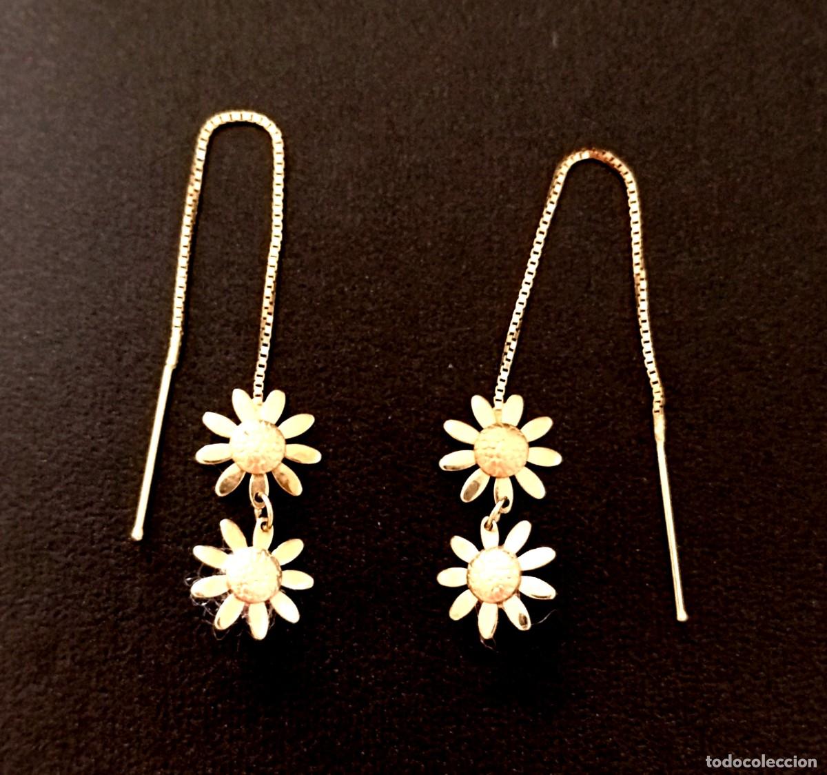 Joyeria: Pendientes oro 18k. Flores, margaritas - Foto 2