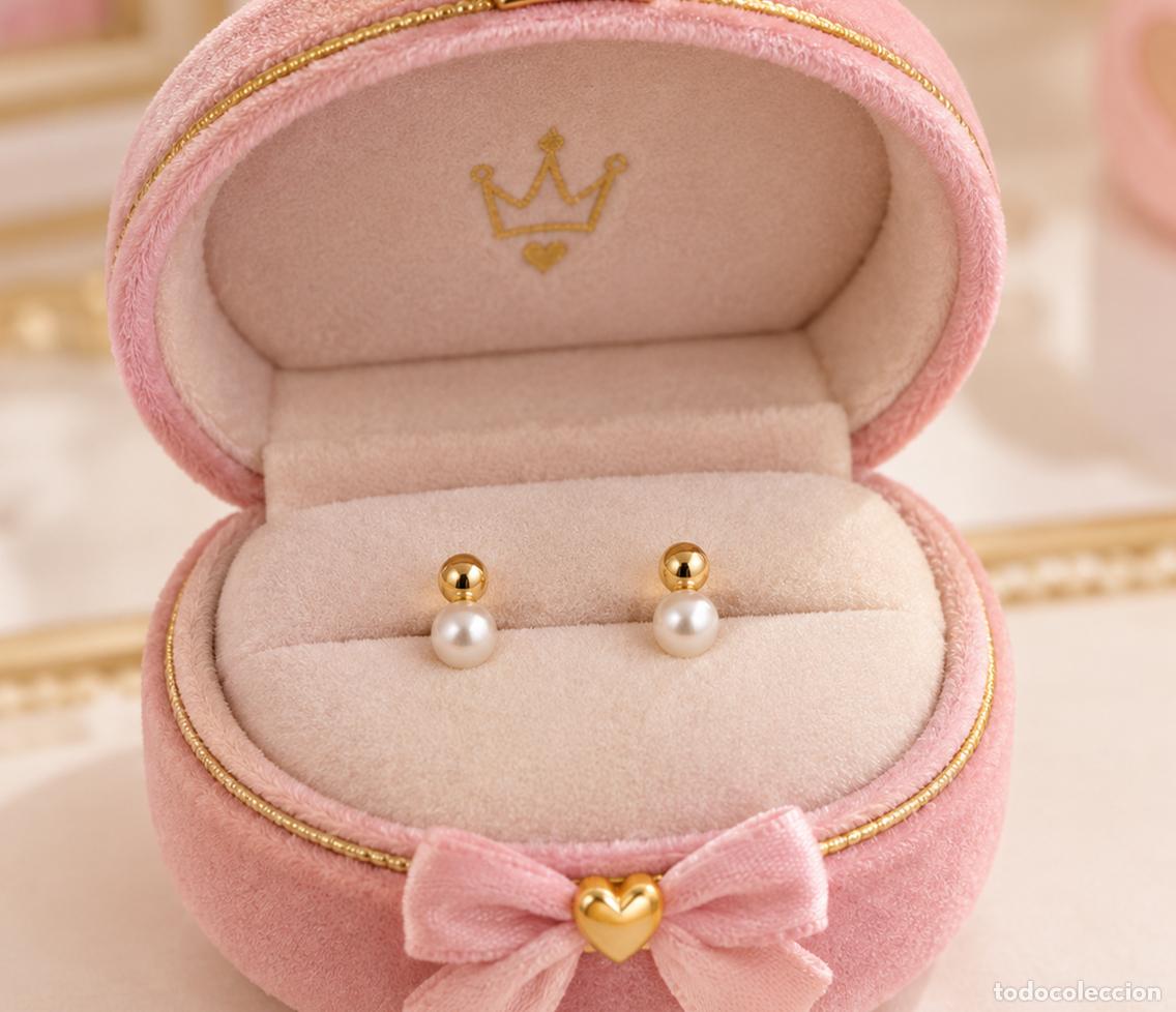 Schmuck: ORO 1&ordf; LEY 18K &middot; PEQUE&Ntilde;OS PENDIENTES TU Y YO CON PERLITAS CULT &middot; DORMILONAS BEBE, NI&Ntilde;A &middot;JOYERIA &middot;750