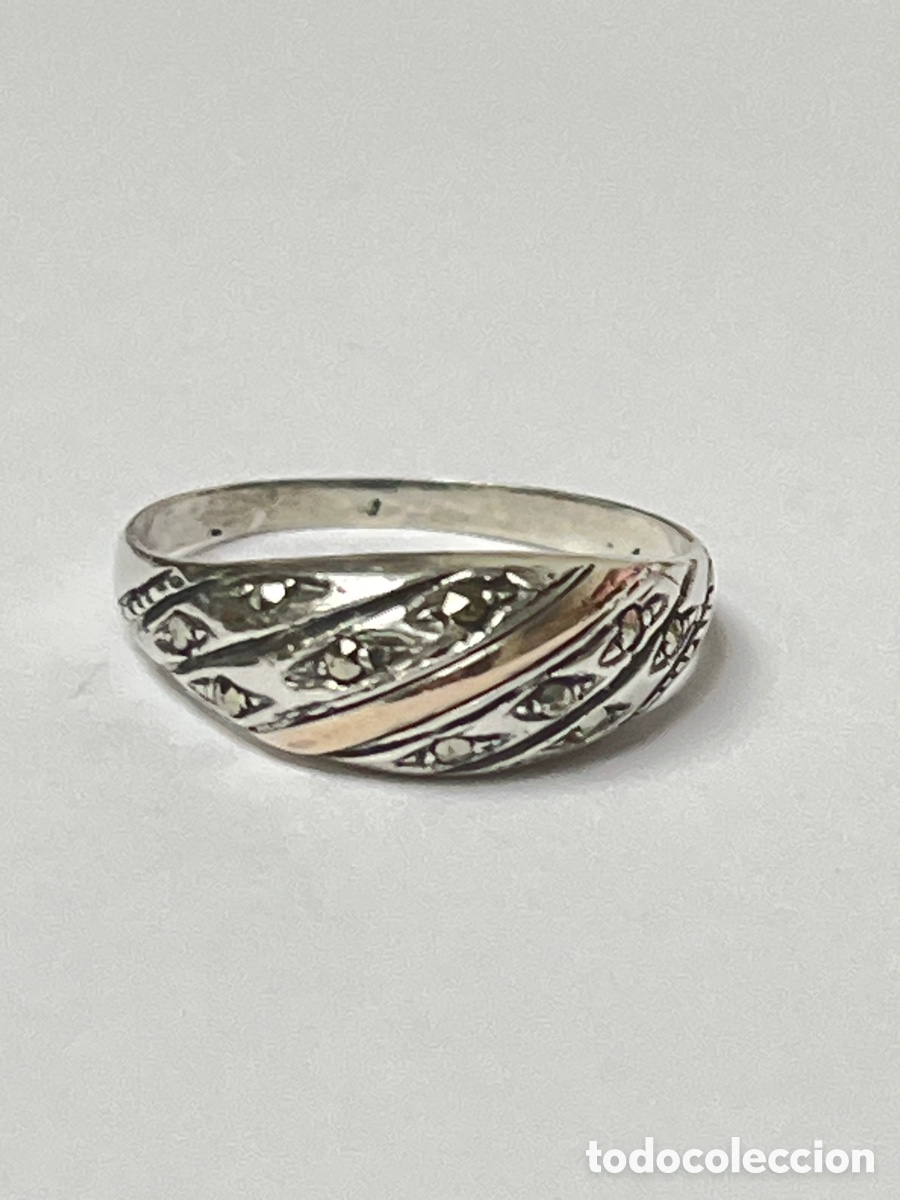 Gioielleria: Anillo de plata , oro y marquesitas /S533