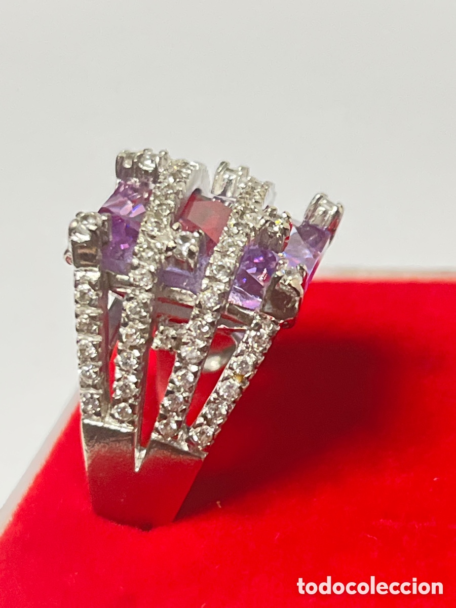 Joyeria: Anillo de plata circonitas y amatista S532 - Foto 2