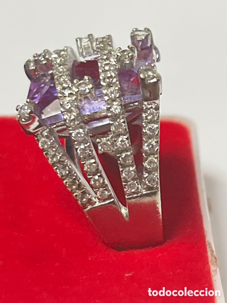 Joyeria: Anillo de plata circonitas y amatista S532 - Foto 4