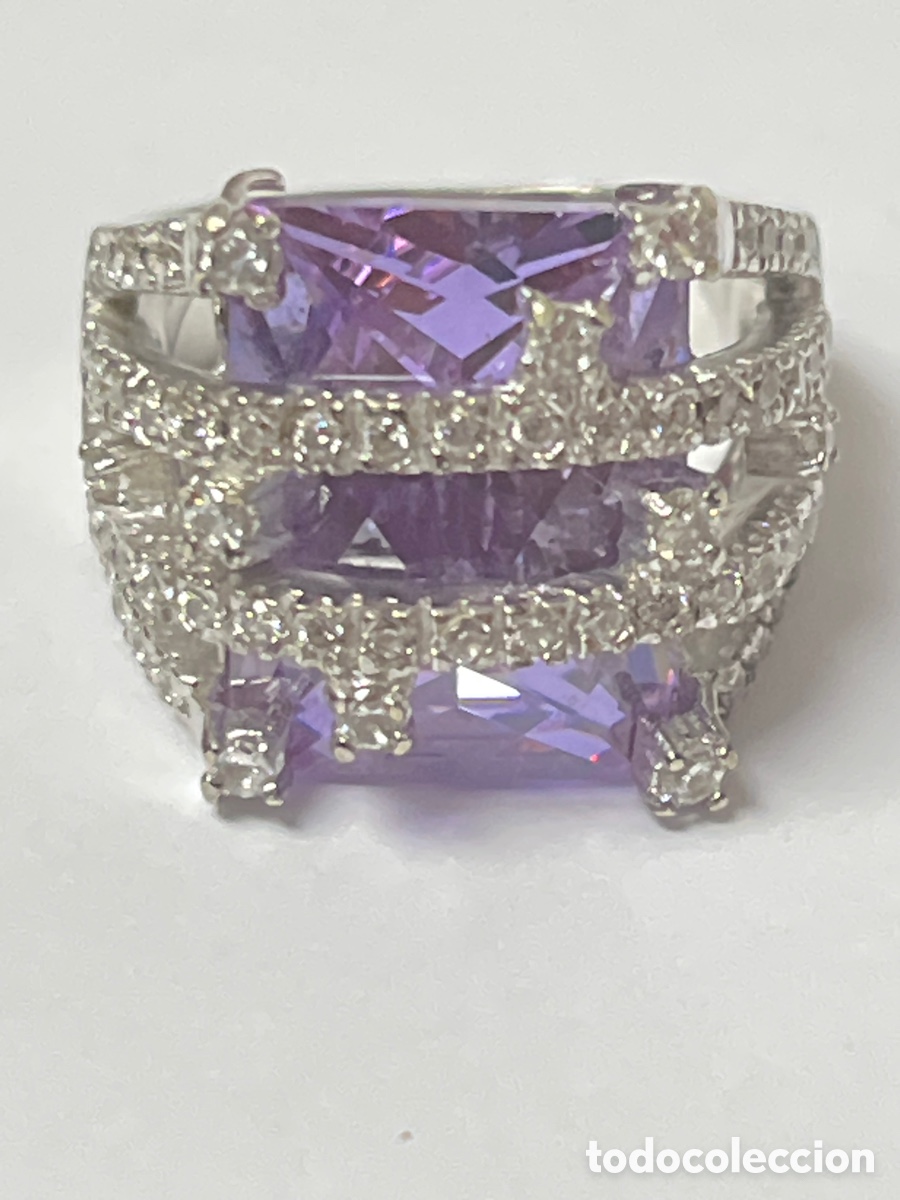 Joyeria: Anillo de plata circonitas y amatista S532 - Foto 5
