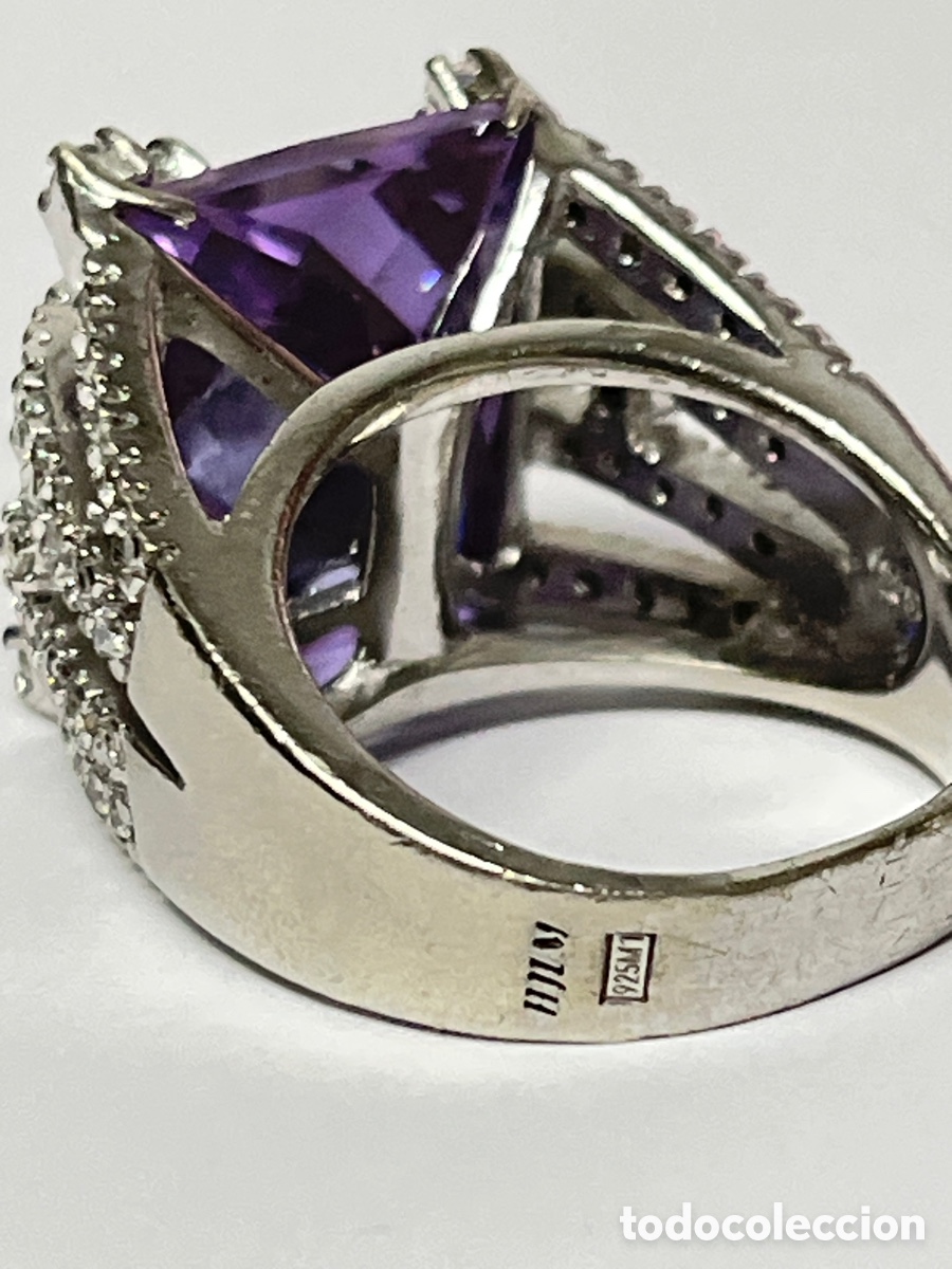 Joyeria: Anillo de plata circonitas y amatista S532 - Foto 7