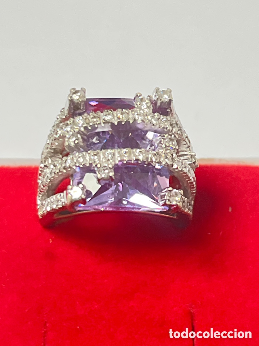 Joyeria: Anillo de plata circonitas y amatista S532 - Foto 1