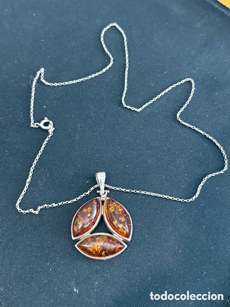 Joyeria: Collar y Colgante Plata de ley 925 vintage &bull; Ambar natural