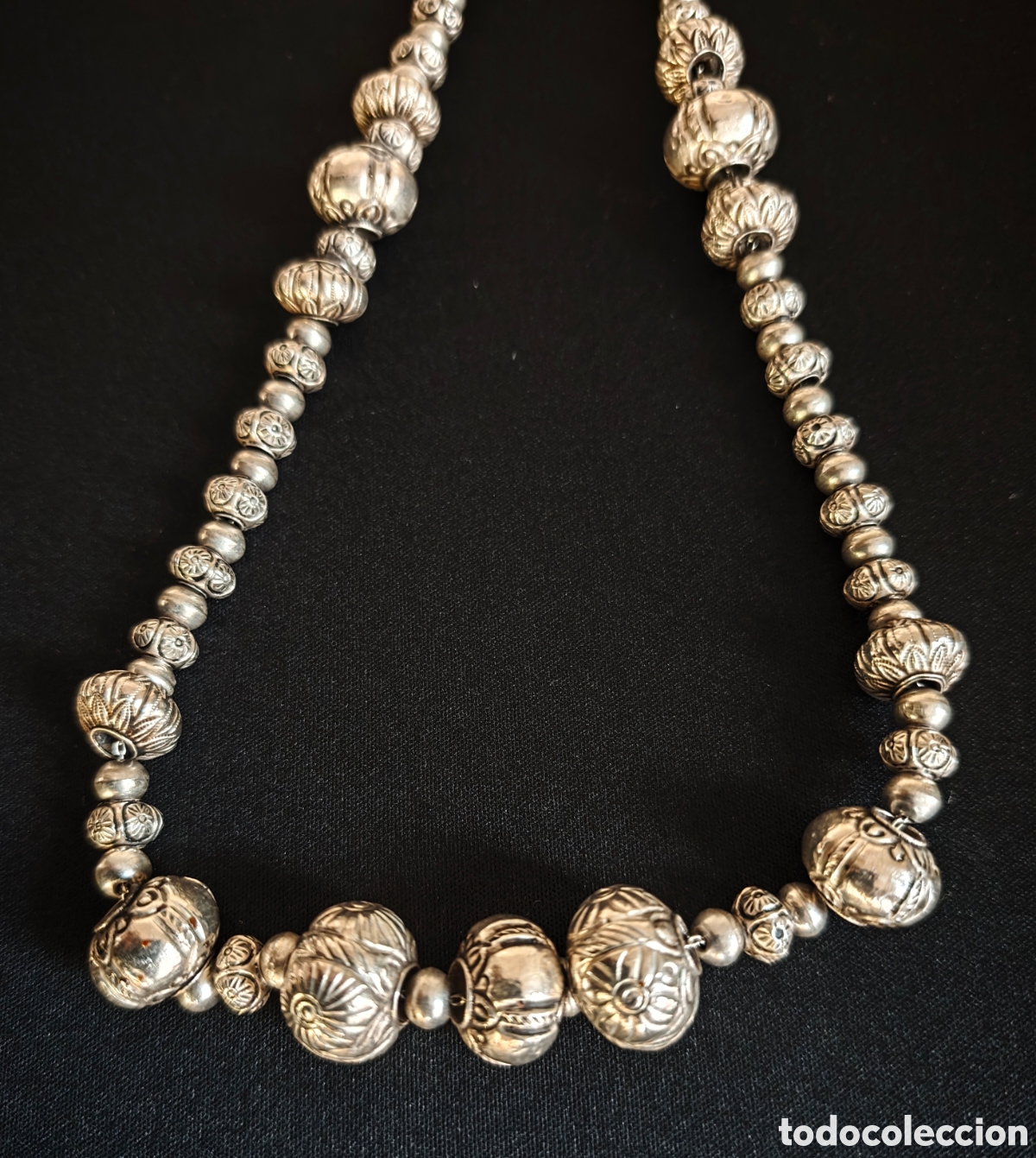 Joyeria: Collar Bereber. Cuentas. Plata. Marruecos. Amazig. Mediados siglo XX. Original. Atlas. Tiznit.