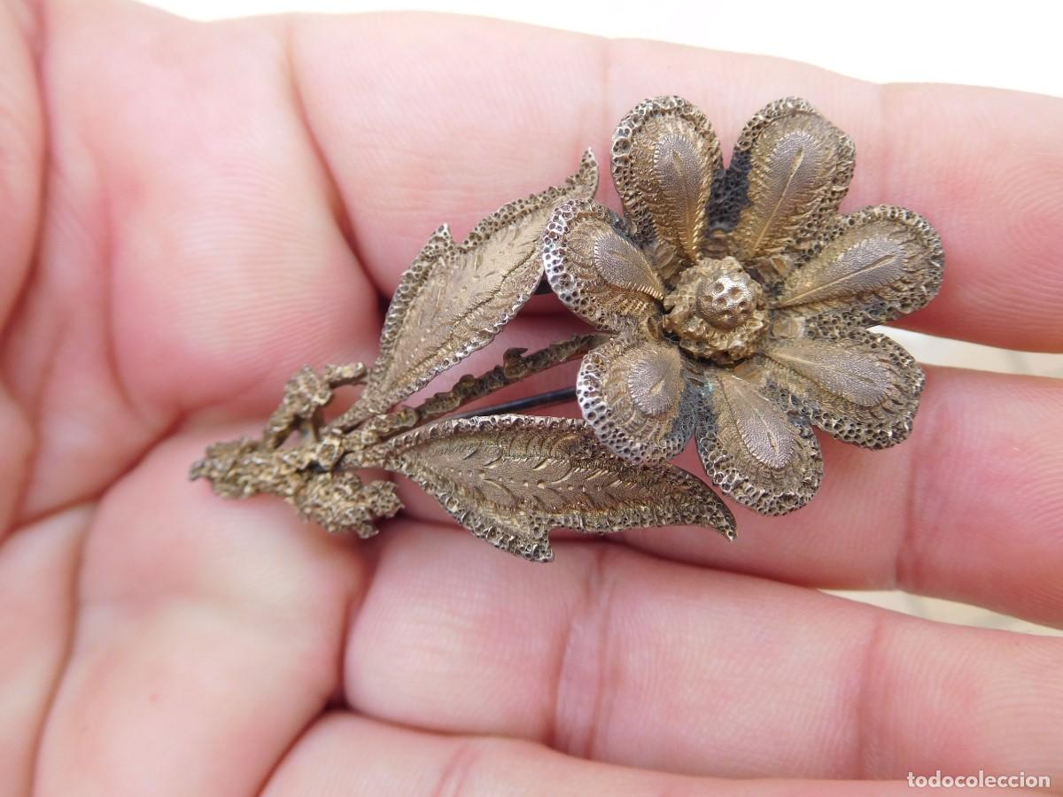 Joyeria: Broche vintage de plata con forma de flor - Foto 3