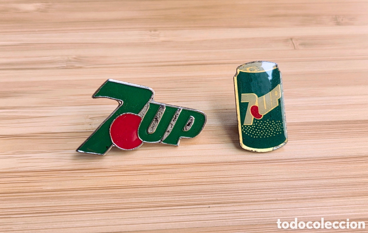 Joyeria: Lote 2 pins 7 up. Pin Lata y Pin Logo Seven up.