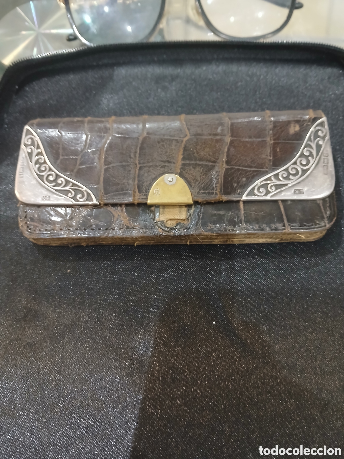 Joyeria: Monedero de plata y piel antiguo - Foto 1