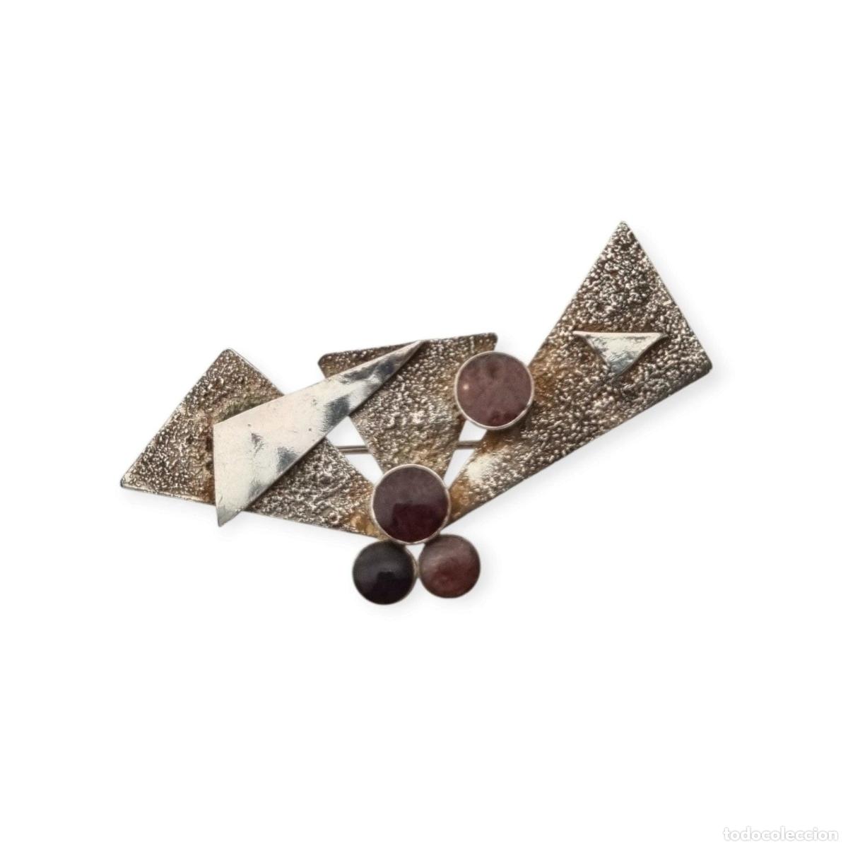 Joyeria: Broche vintage en plata sterling de modernismo geom&eacute;trico, segunda mitad del siglo XX