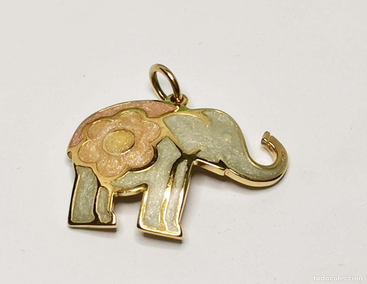 Joyeria: Colgante Elefante Oro 18k y Esmalte Vintage (2,63 g)