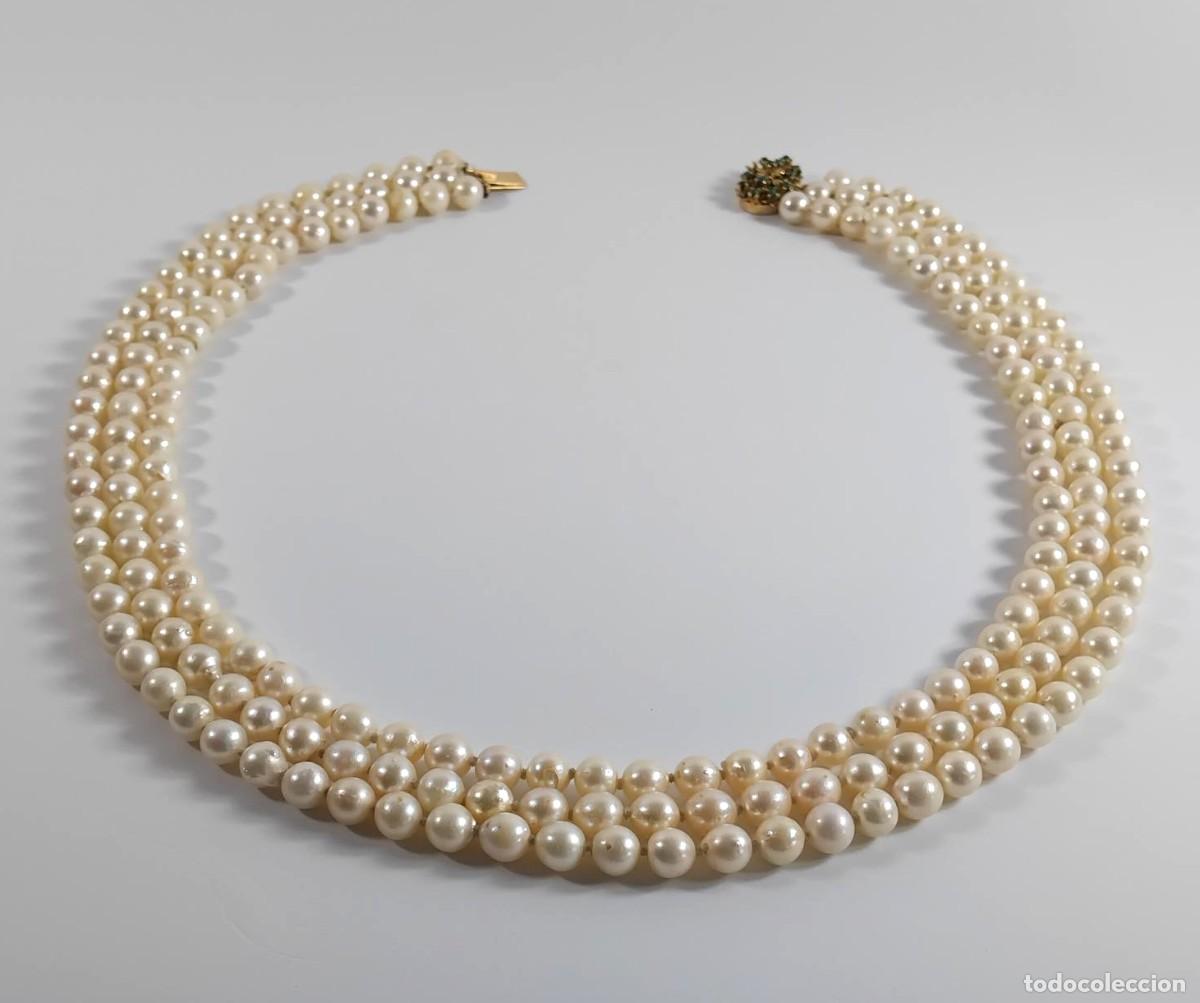 Joyeria: 18 k Oro, turquesas y perlas. Collar de perlas - Foto 5