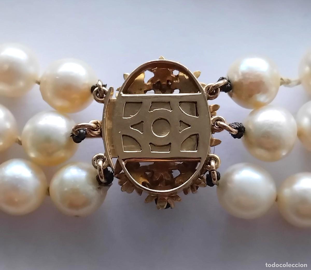 Joyeria: 18 k Oro, turquesas y perlas. Collar de perlas - Foto 7