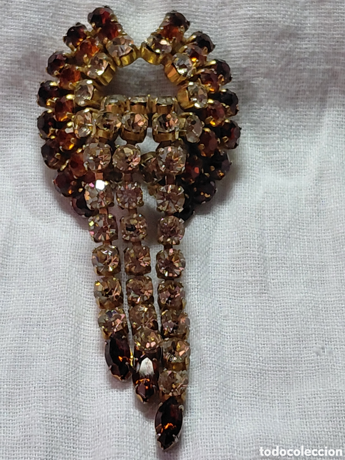 Joyeria: BONITO BROCHE CRISTALES COLOR AMBAR Y TRANSPARENTES