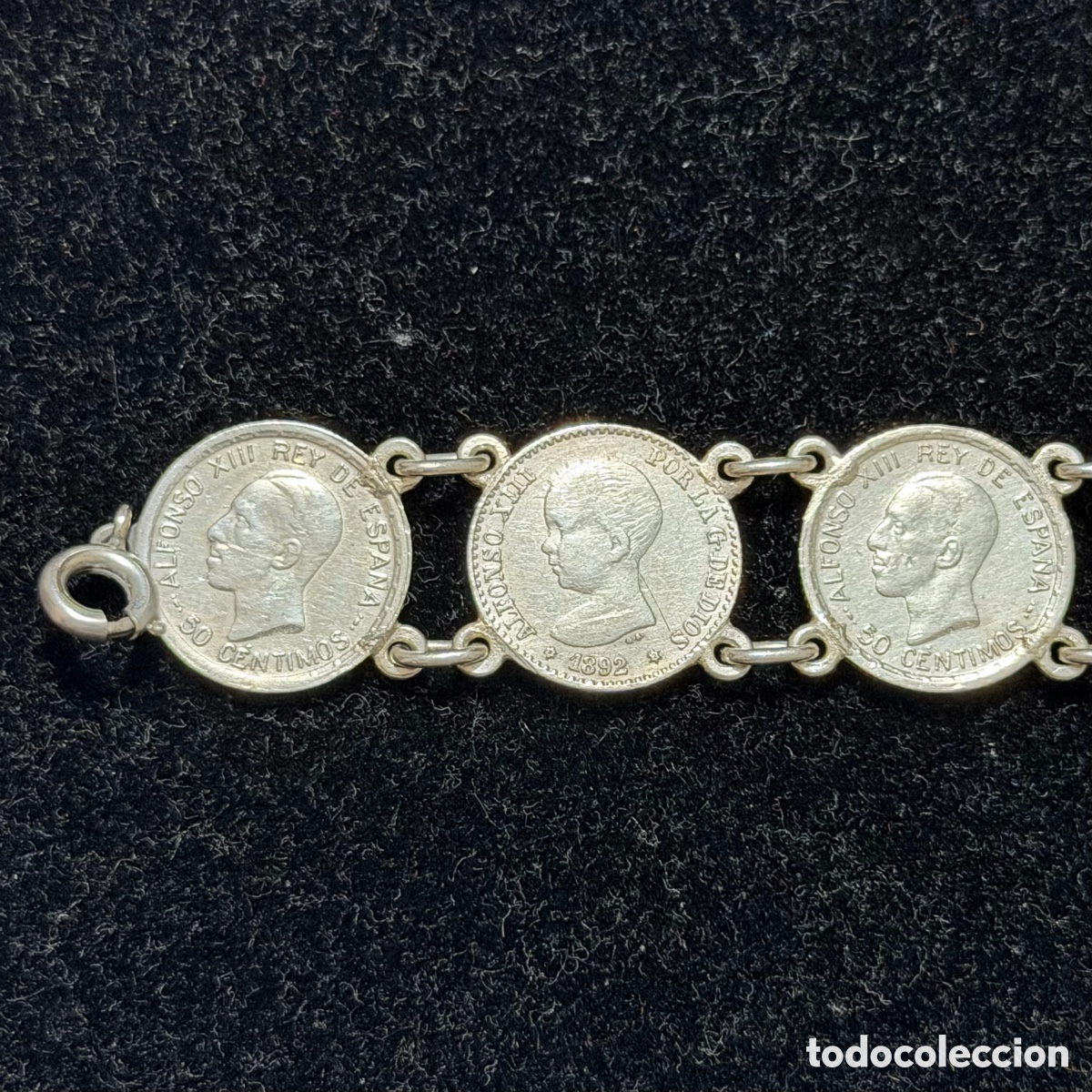 Joyeria: Pulsera monedas plata 50 centimos Alfonso XIII - Foto 2