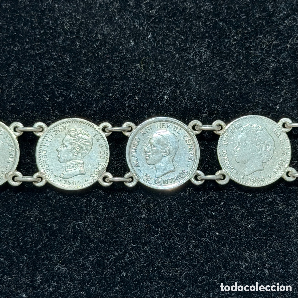 Joyeria: Pulsera monedas plata 50 centimos Alfonso XIII - Foto 3