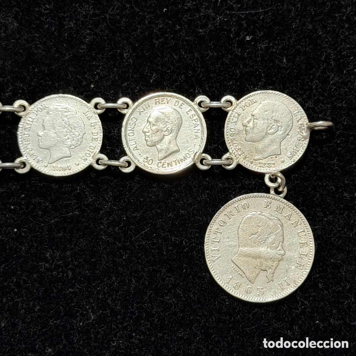 Joyeria: Pulsera monedas plata 50 centimos Alfonso XIII - Foto 4