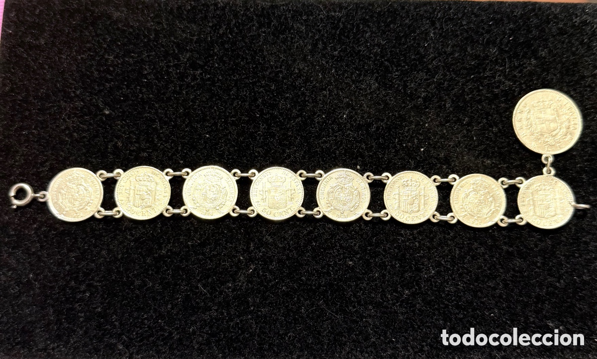Joyeria: Pulsera monedas plata 50 centimos Alfonso XIII - Foto 5