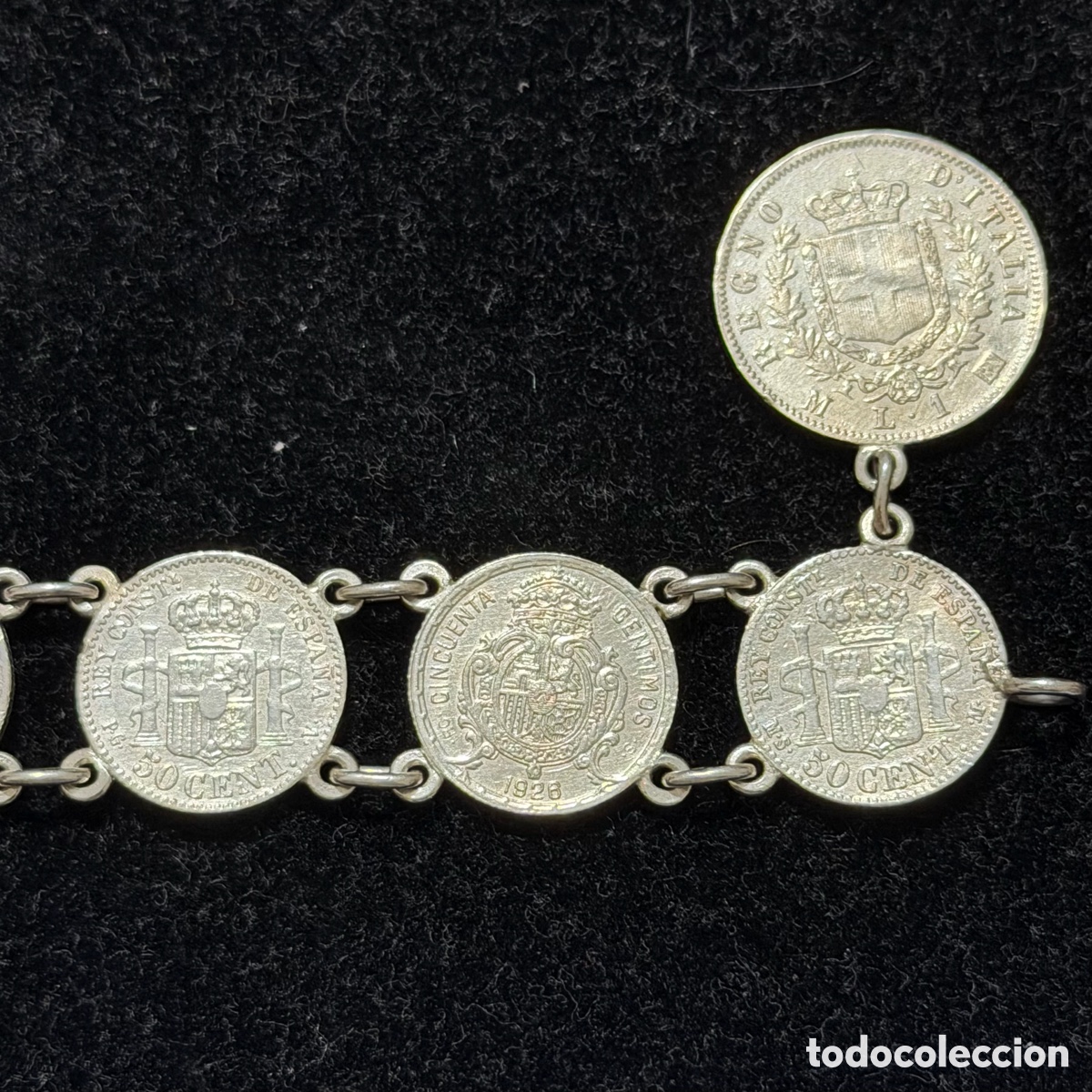 Joyeria: Pulsera monedas plata 50 centimos Alfonso XIII - Foto 8