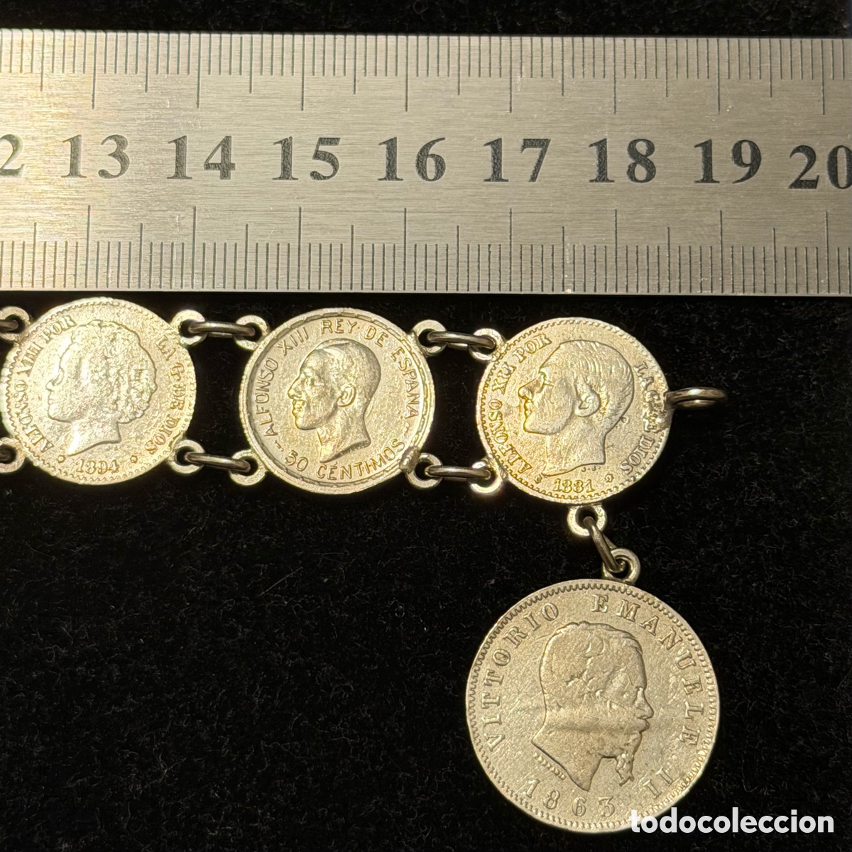Joyeria: Pulsera monedas plata 50 centimos Alfonso XIII - Foto 11
