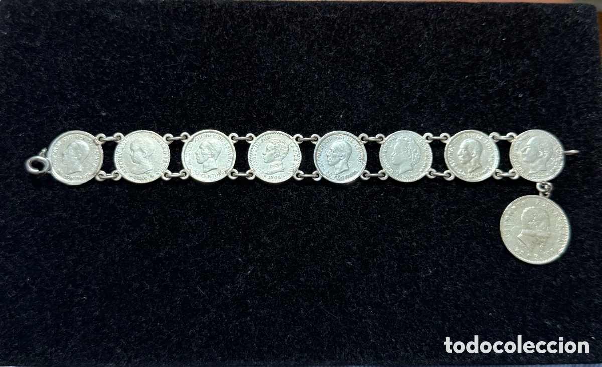Joyeria: Pulsera monedas plata 50 centimos Alfonso XIII - Foto 1