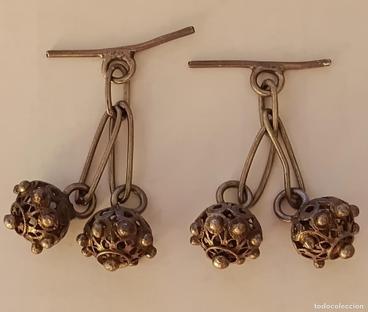 Joyeria: Gemelos antiguos de Plata de Ley - Bot&oacute;n Charro / Filigrana Salamanca