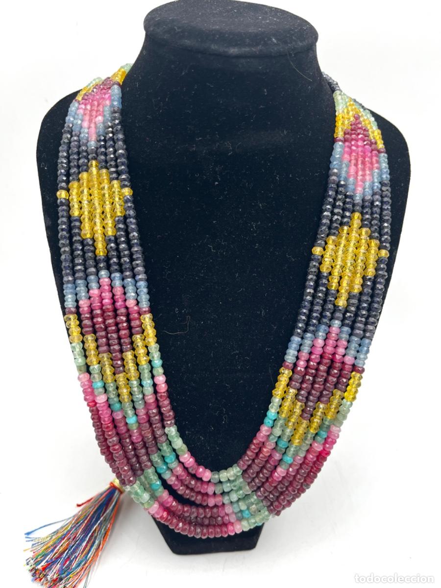 Joyeria: Collar de rubies,zafiros y esmeraldas d 7 vueltas