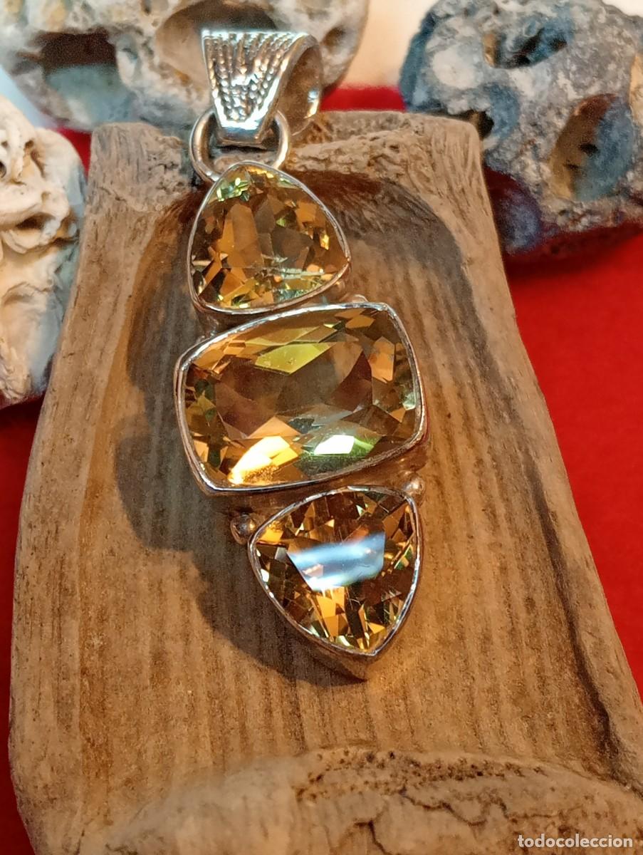 Joyeria: VALIOSO COLGANTE ARTESANAL DE CITRINOS NATURALES Y PLATA MACIZA (SIN USAR)