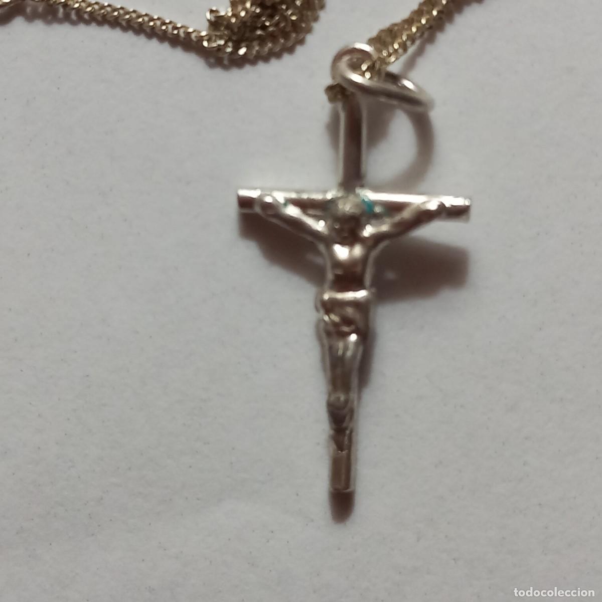 Joyeria: Cruz con cadena de plata de ley. - Foto 1