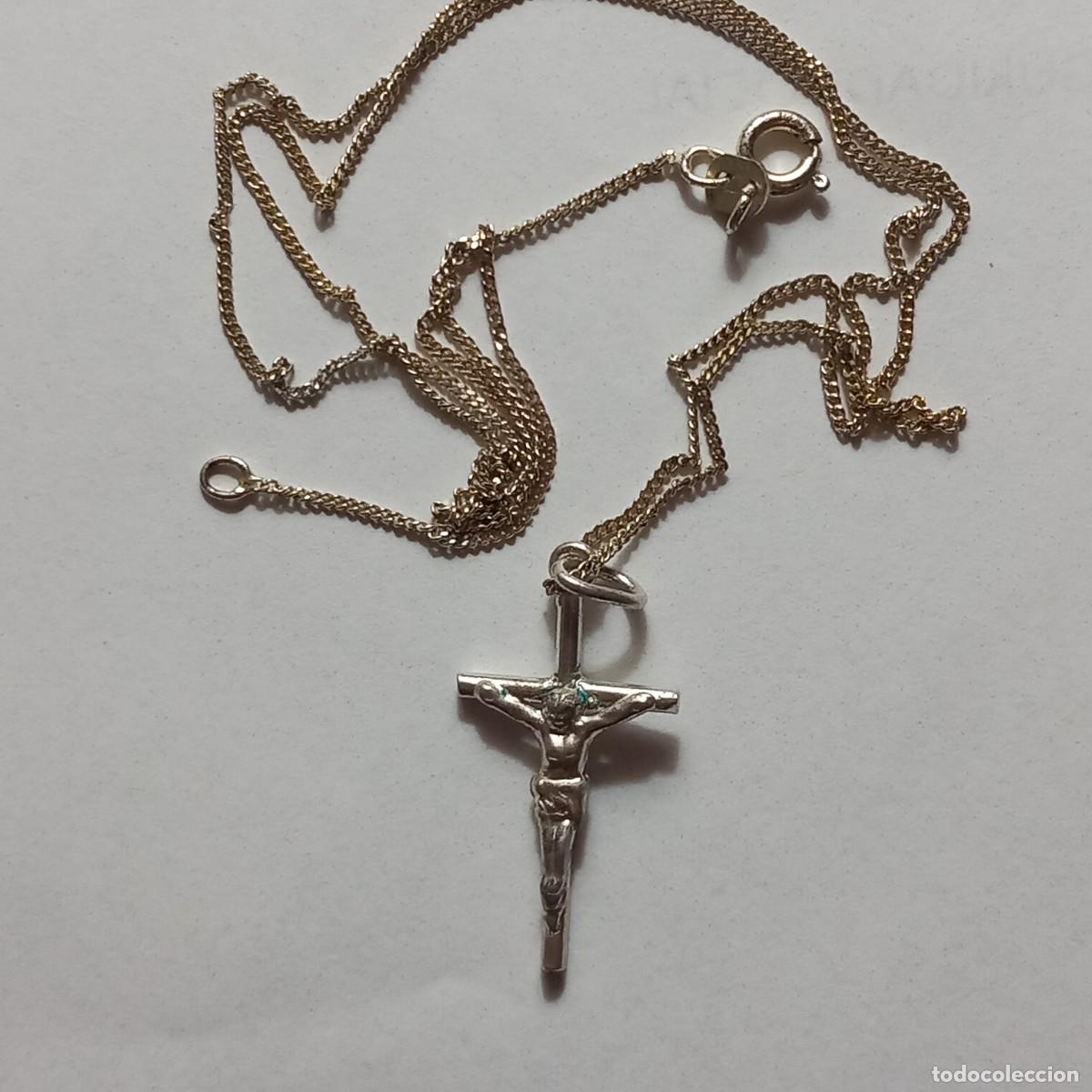 Joyeria: Cruz con cadena de plata de ley. - Foto 2