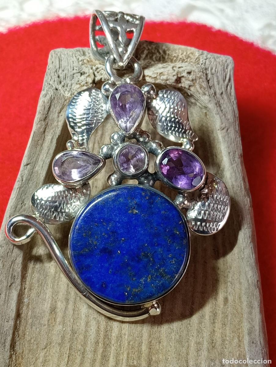 Joyeria: GRAN COLGANTE DE LAPISL&Aacute;ZULI Y AMATISTAS NATURALES ART. DECO (SIN USAR)