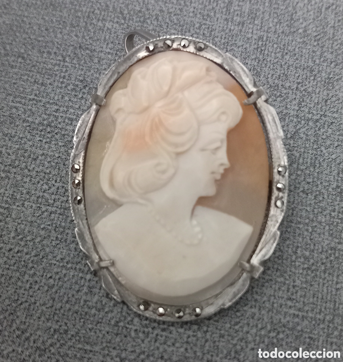 Joyeria: Camafeo vintage, broche engarzado en plata - Foto 2
