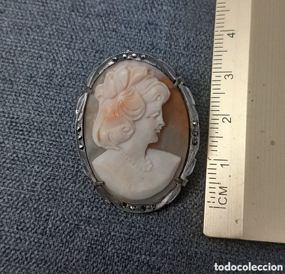 Joyeria: Camafeo vintage, broche engarzado en plata - Foto 4