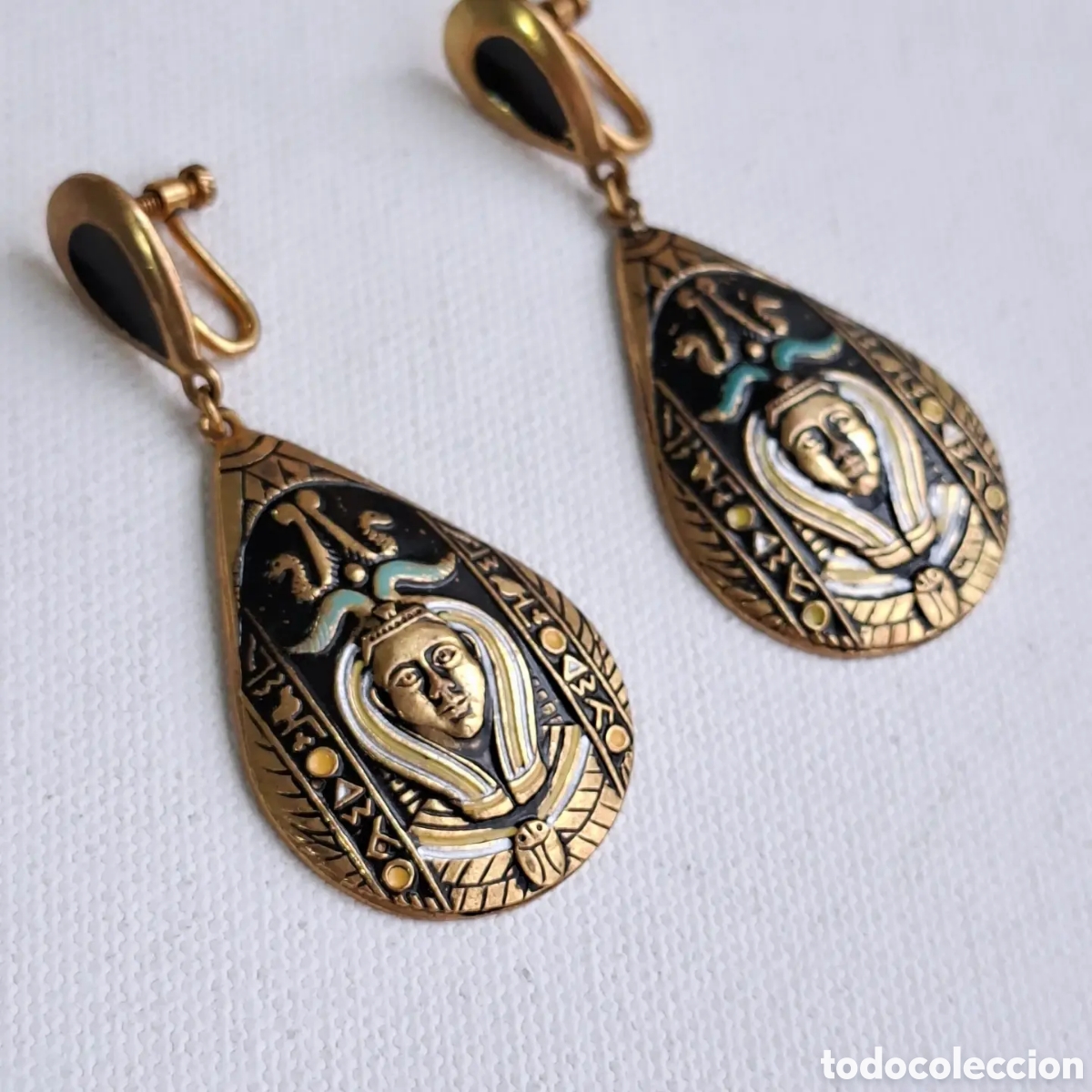 Joyeria: Pendientes A&ntilde;os 20 Art D&eacute;co Egiptyan Revival
